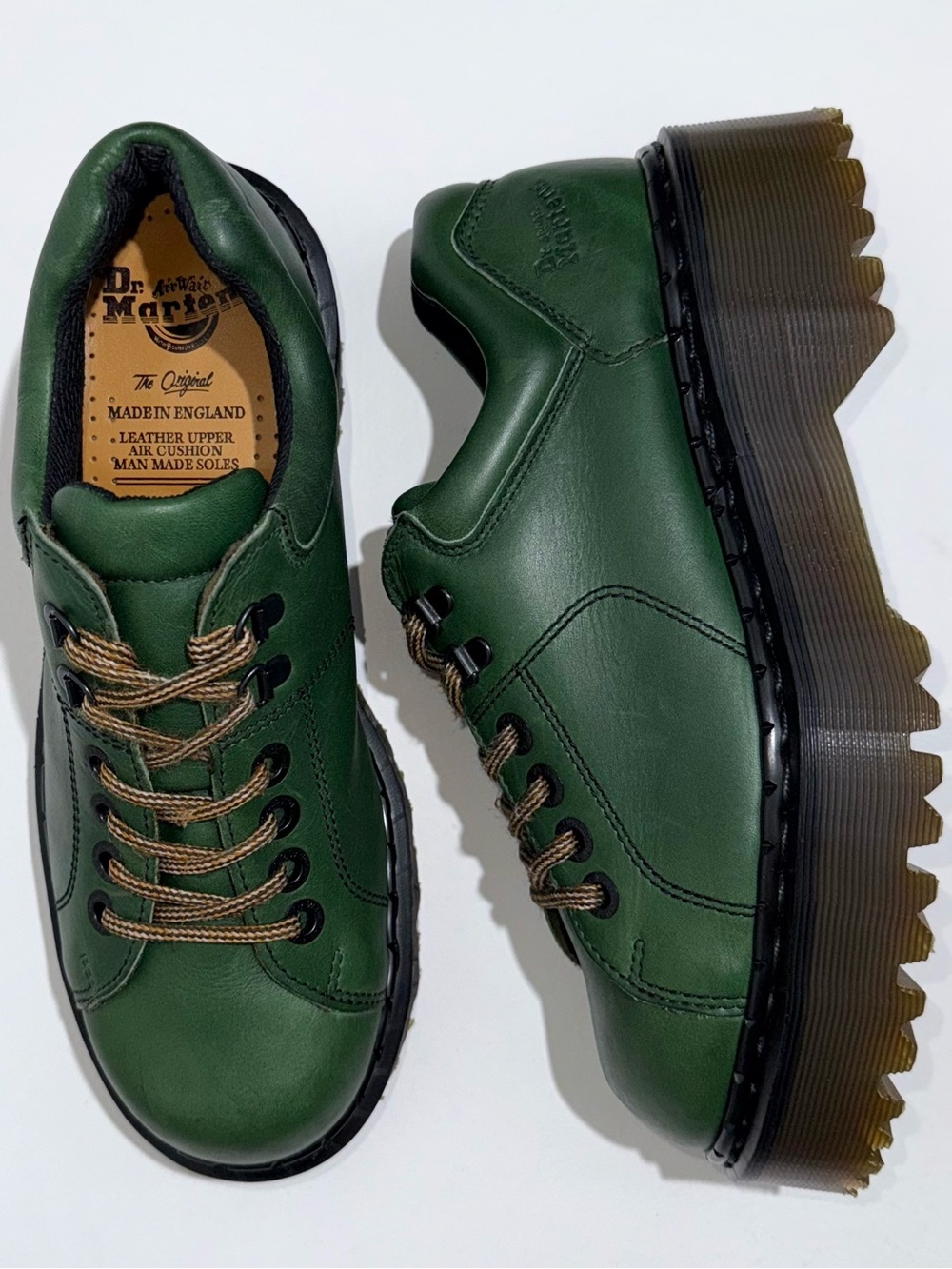 Vintage Dr. Martens England Green Envy Platform Oxfords UK 7